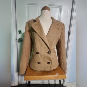 100% Wool Blazer Jacket Herbert Grossman Designed by Cynthia Sobel Tan size 12